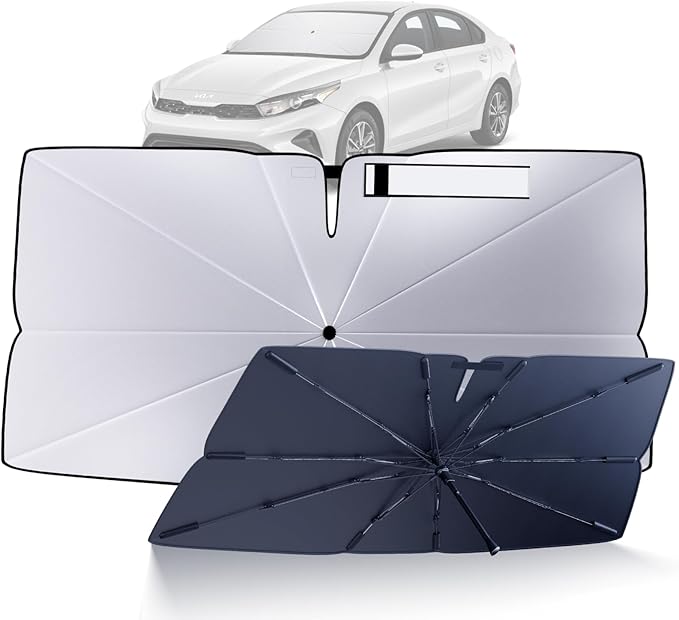 Windshield Sun Shade Umbrella for 2019-2025 Kia Forte Accessories: Custom Fit by HIMUMOY