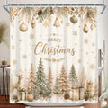 Farmhouse Christmas Shower Curtain, 60x72 Inch Waterproof Fabric by Duluxykl