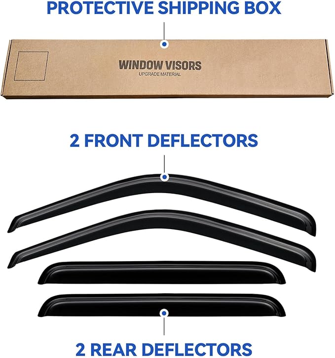 Window Visors Rain Guards for 2000 2001 2002 2003 2004 2005 Ford Excursion - Image 5