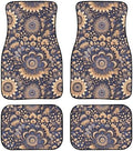 Mandala 4 Pcs Automotive Mats Retro Ethnic Tribe Mandala All Weather Car Decor Accessories Lotus Flower Graphic Universal Fit Floor Mats for SUV, Truck Soft Heel Pad