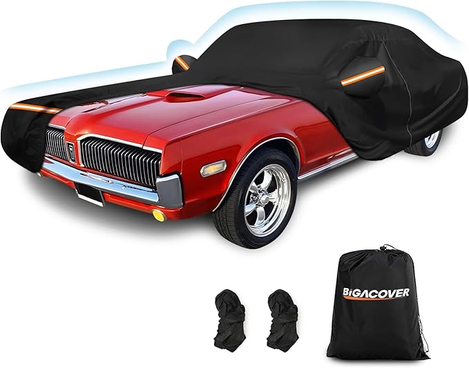 Car Cover for Mercury Cougar 1967-1973, Waterproof 210D Oxford Cloth and Cotton by BIGACOVER