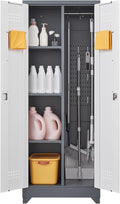 GREATMEET 65" Garage Storage Cabinet, Broom Closet Storage Cabinet, Metal by GREATMEET