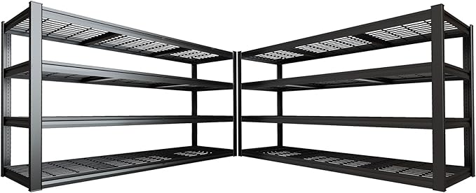 77" W Storage Shelves Heavy Duty Garage Shelving 4 Tier Metal Shelving Unit by PMKES