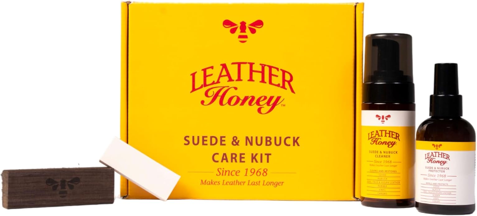 Leather Honey Suede & Nubuck Care Kit: Cleaner, Suede Brush & Eraser: Clean by LeatherHoney
