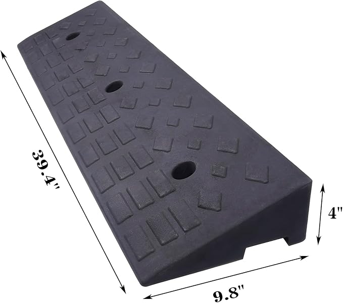 2 Pack 4'' Rise Rubber Curb Ramp Heavy Duty Loading Rubber Curb Ramps 22000lbs - Image 2