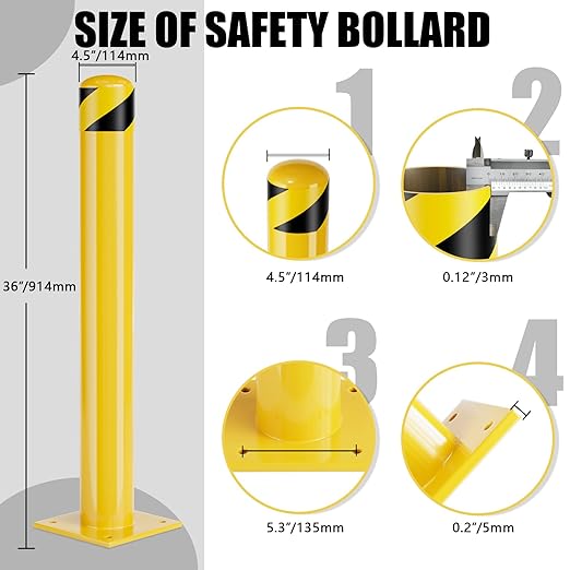 Parking Bollard Post, Bollards Steel 36 inch, 4.5 Inch Diameter Bollard Covers - Image 2