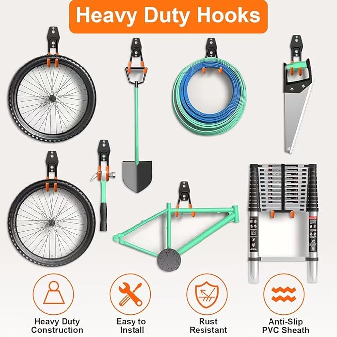 Garage Hooks Pack of 12, Garage Storage System Hooks - Image 7