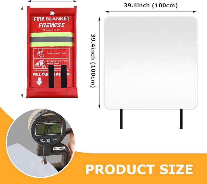 Emergency Fire Blanket, 2 Pack Fiberglass Flame Retardant Fire Blankets - Image 2