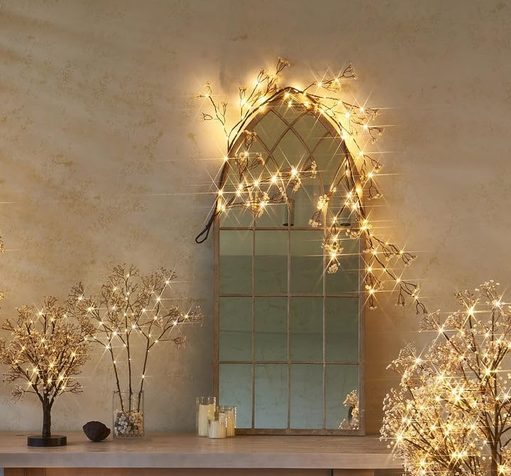 Hairui Lighted Baby Breath Flower Garland Battery Operated with Timer 48L Warm White LED 6FT, Artificial Gypsophila Vine Lights for Thanksgiving Christmas Decor Indoor Outdoor Use - Image 6