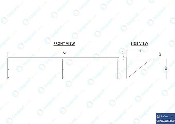 AmGood 72" Long X 18" Deep Stainless Steel Wall Shelf | NSF Certified | - Image 5