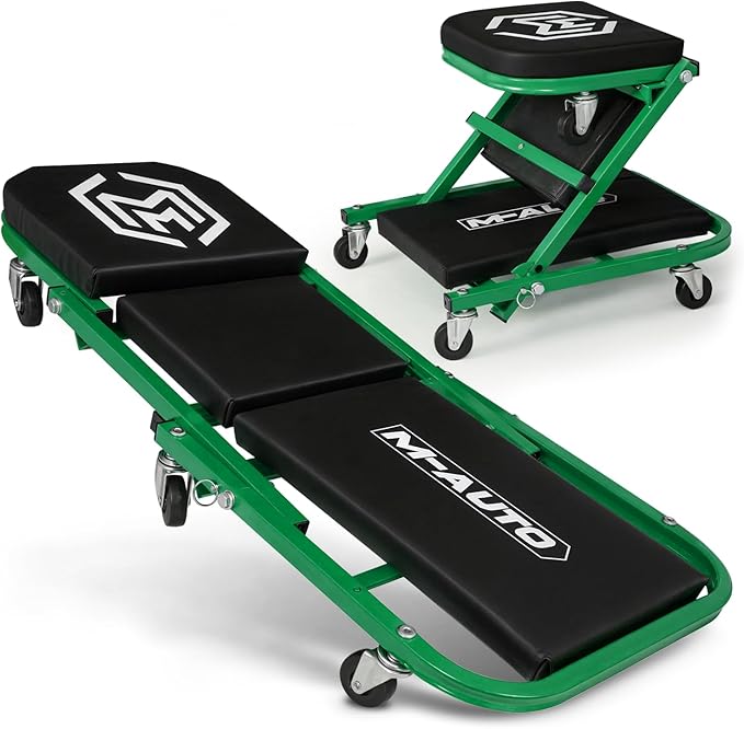 M-AUTO 40-Inch Folding Creeper Rolling Seat, All-in-One Adjustable Roller by M-AUTO