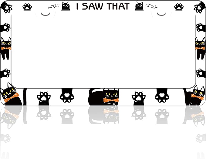 Cat License Plate Frame I Saw That Cat License Plate Holder Paw Animal by TINALUIN