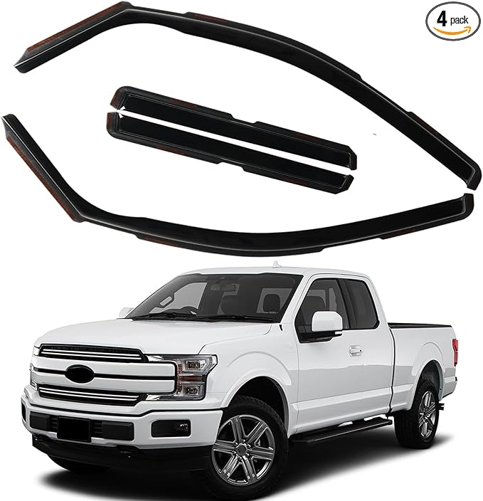 in Channel Rain Guards Fit for 2015-2020 Ford F150 Super Cab, 17-20 F150 Raptor by CHYKORLA