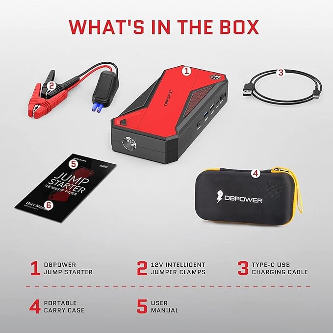 DBPOWER Peak 1600A 18000mAh Portable Car Jump Starter Battery Booster - Image 7