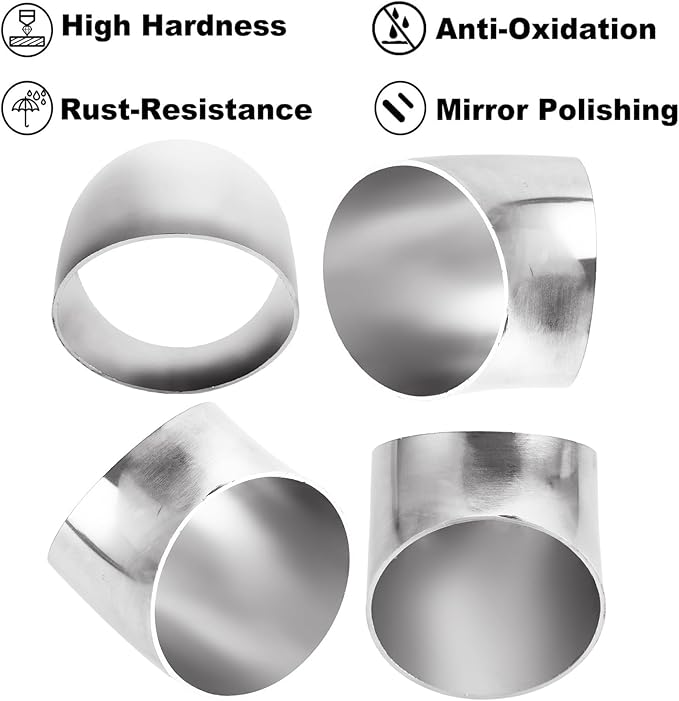 Acrux7 4 Pack 2.5 Inch 45 Degree Exhaust Elbow Pipe, 304 Stainless Steel - Image 5