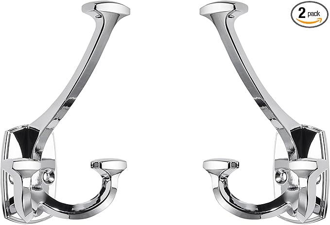 Large Wall Double-Sided Hook 2 Pack Polished Chrome Hook Decorative Heavy Duty by ZAUYX