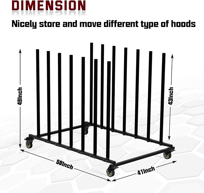 Vehicle Hood Storage Cart, 6 Hood Storage Rack - Image 4