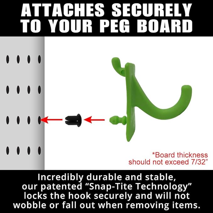 PegPro® J Hooks Kit for Standard “Wood Fiber” pegboard – Durable Plastic - Image 6