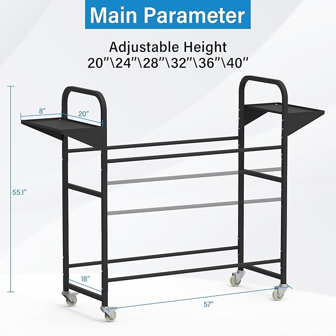 Tire Storage Rack 57" x 55.1" x 20" w/Anti-dust Cover, Adjustable Rolling Tire - Image 2