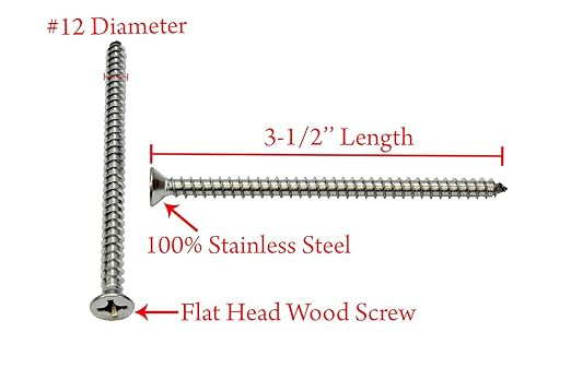 Bolt Dropper #12 X 3-1/2'' Stainless Steel Flat Head Phillips Wood Screw - Image 2