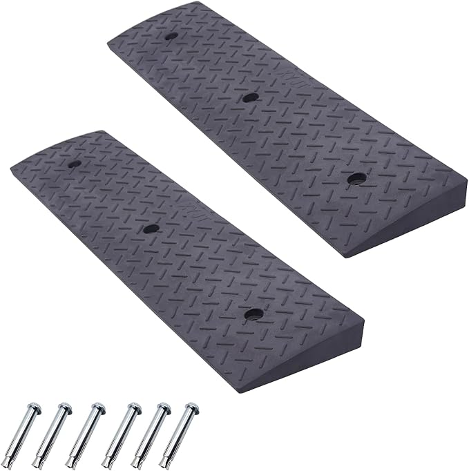 2 Pack 3.5'' Rise Rubber Curb Ramp Heavy Duty Loading Rubber Curb Ramps 3 Tons by METFUIN
