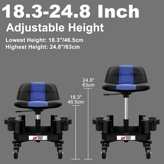 Rolling Stool with Wheels, Adjustable Shop Stool Mechanic Chair Seat Garage - Image 7