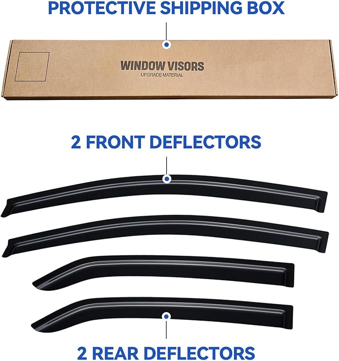 Window Visors Rain Guards for 2007-2013 Toyota Yaris Sedan, Out-Channel Window - Image 5