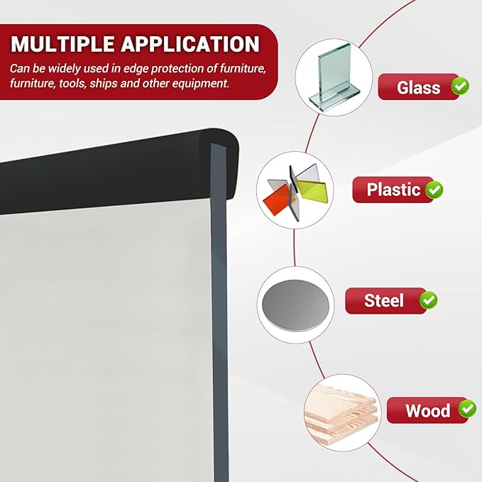 Rubber Edge Trim, 5/16" Self Adhesive Flexible U Channel Edge Protecter - Image 3