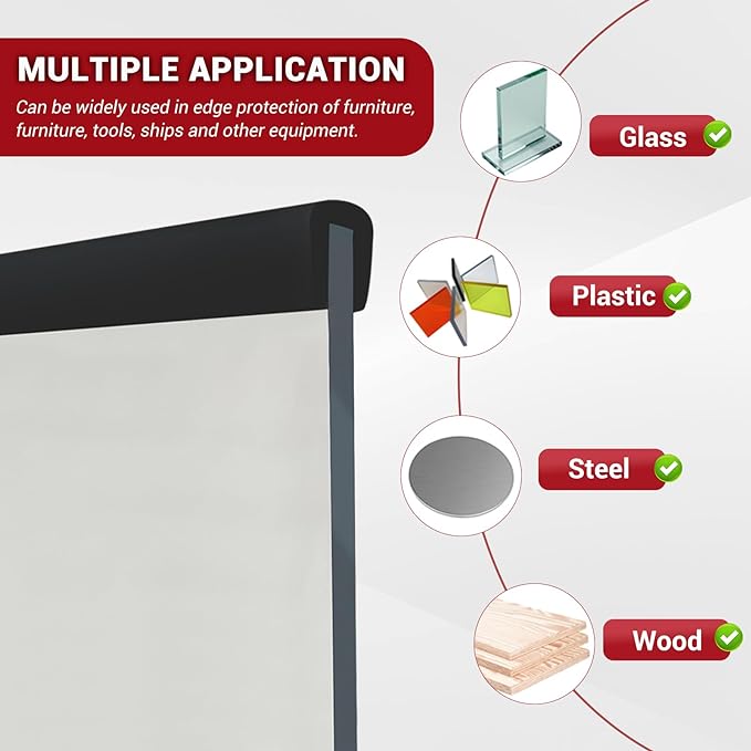 Rubber Edge Trim, 3/16" Self Adhesive Flexible U Channel Edge Protecter - Image 5