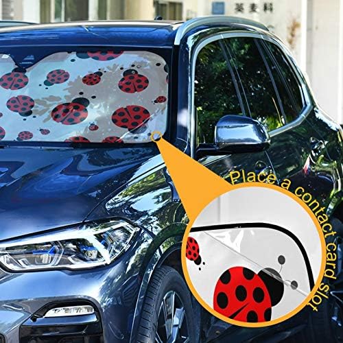 Ladybugs Scarab Car Windshield Sun Shade Cute Animal Foldable UV Ray Sun Visor Protector Sunshade to Keep Your Vehicle Cool (55" x 27.6")