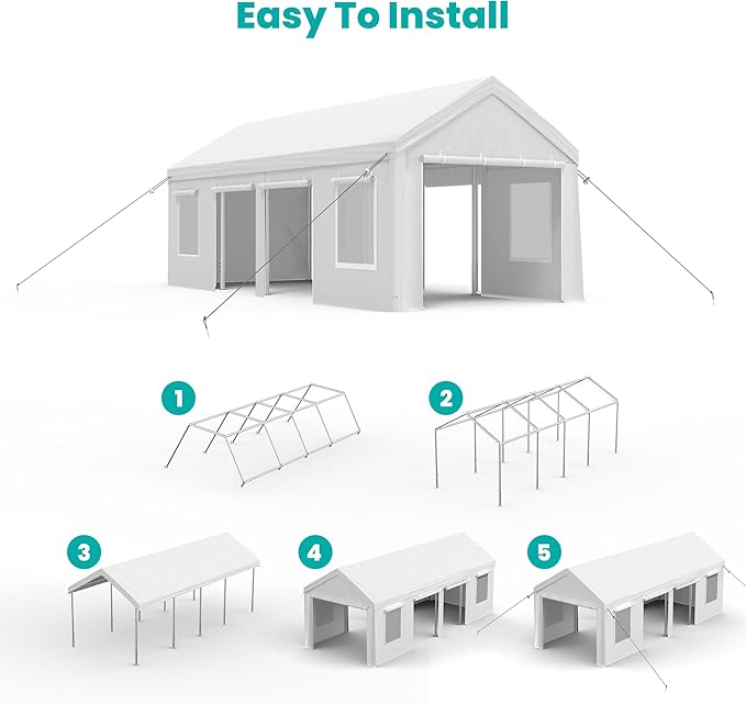 13x25ft Carport, Heavy Duty Carport - Image 4