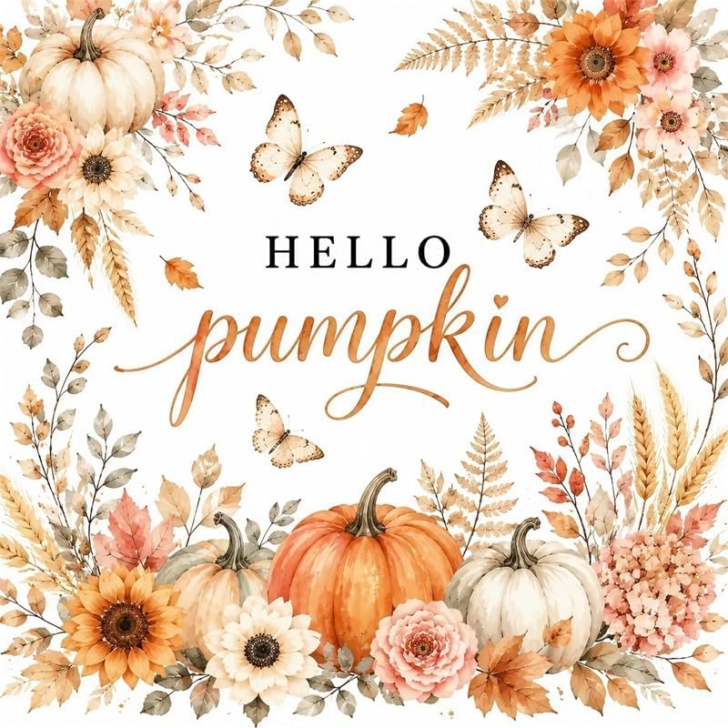 Long Shower Curtain 72x78 Inch Fall Pumpkin Shower Curtain Autumn Leaves Floral Butterfly Shower Curtains for Bathroom Hello Fall Home Decor Waterproof Fabric with 14 Hooks by Duluxykl