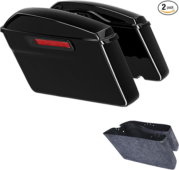 XFMT Motorcycle Hard Saddlebags Vivid Black Saddle Bags Trunk W/Black Latches by XFMT