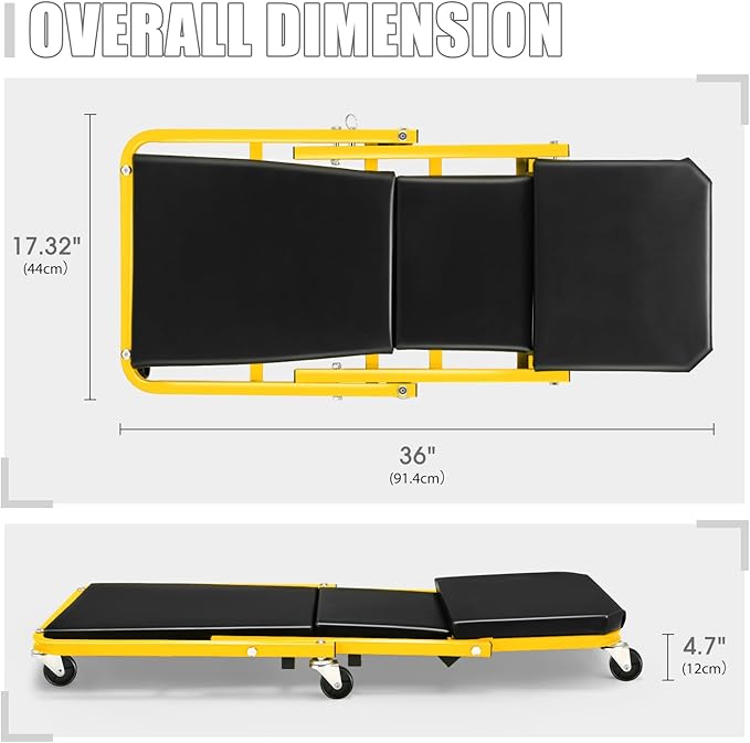 DNA MOTORING 36 Inches 2 IN 1 Rolling Folding Car Creeper/Seat, 150kg Weight - Image 3