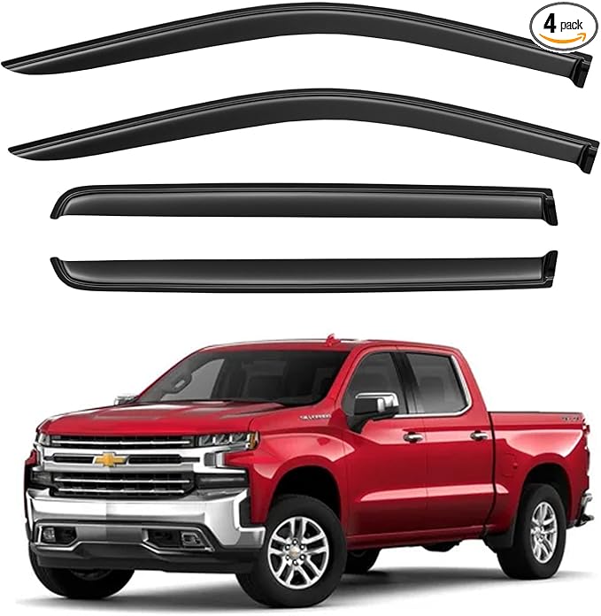 Window Visors Rain Guards for 2019-2025 Chevy Silverado/GMC Sierra 1500 Crew Cab by YQAUTEC