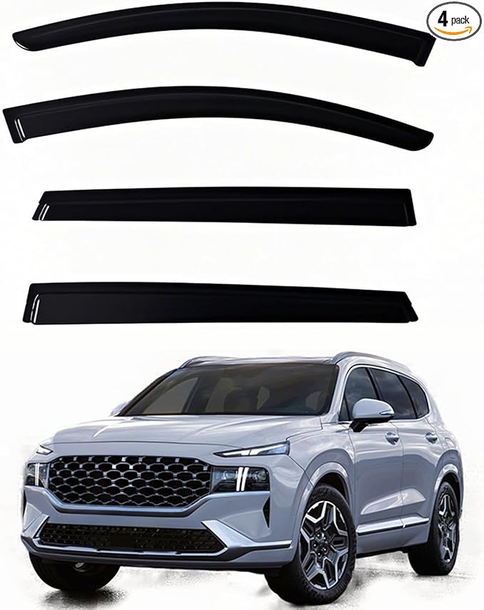 Window Visors Rain Guards fits 2019-2023 Santa Fe, Out-Channel Window Wind by Unknown