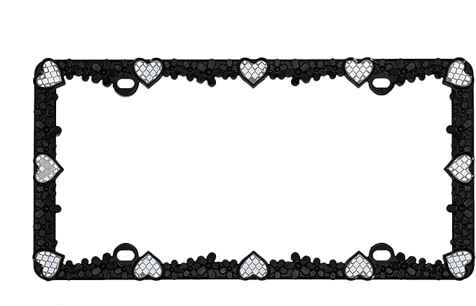 Creathome 3D Daisy Heart License Plate Frame from Pure Zinc Alloy Metal Perfect - Image 4