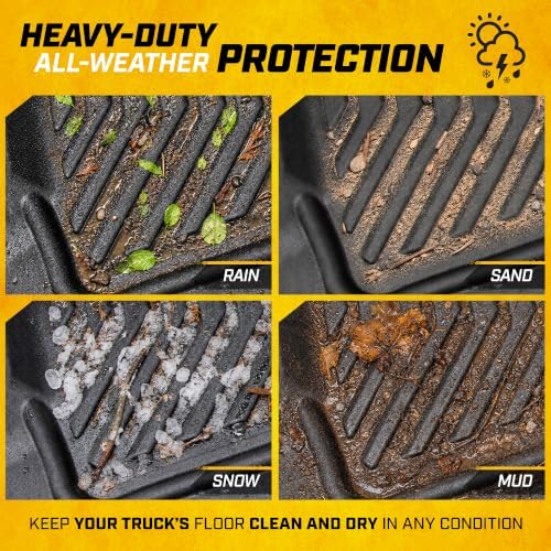 CAT® JustFit™ 3D Custom Fit Rear Floor Mat for Chevy Silverado 1500 Double Cab 2014-2018, Heavy Duty Rubber Floor Liner Laser Measured, Silverado Accessories