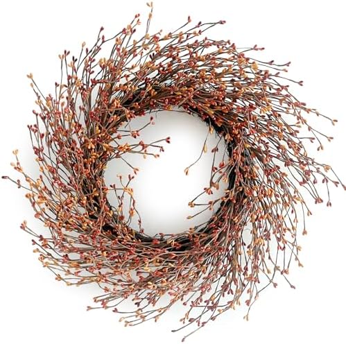 24 Inch Fall Wreath for Front Door Full Artificial Grapevine Wreath by Huashen