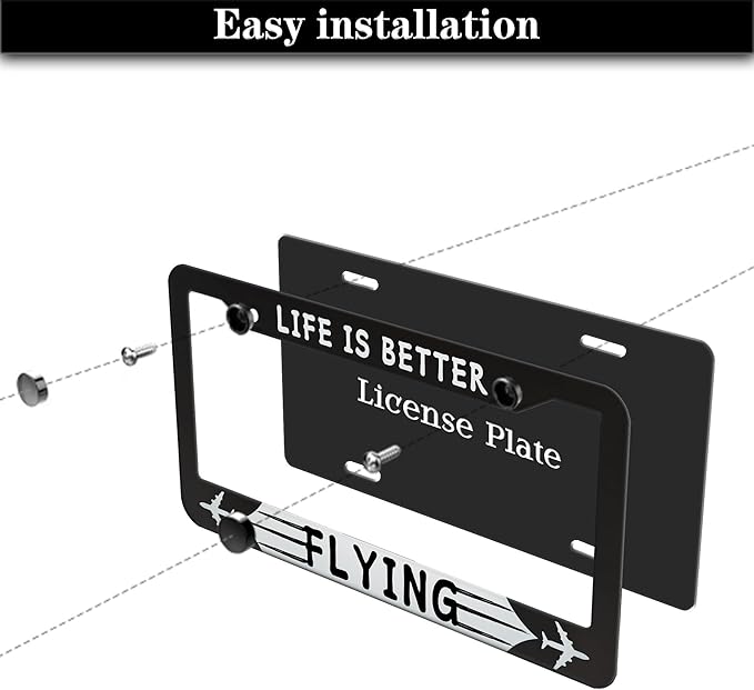 License Plate Frames Black and White Automotive Exterior Accessories Life is - Image 7