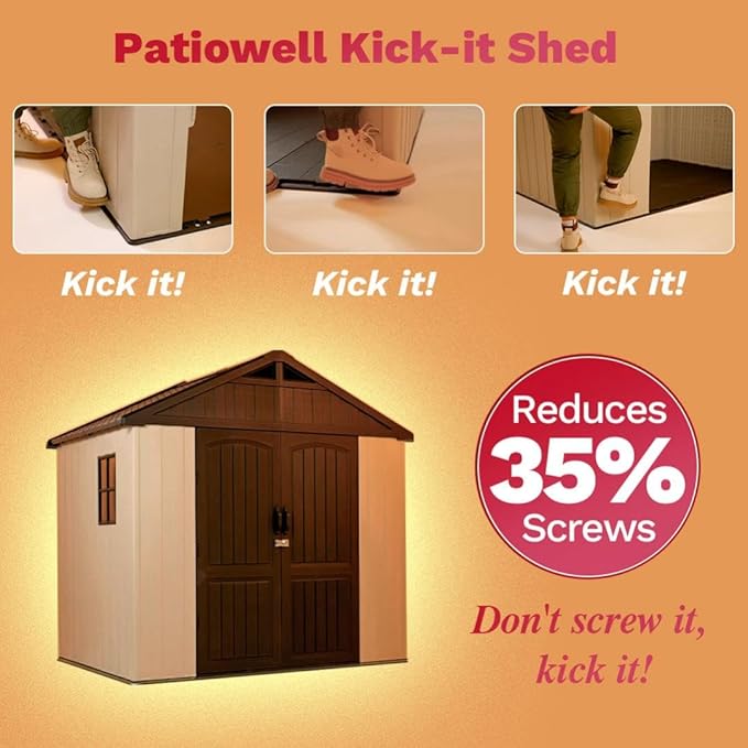 Patiowell 8x6 FT Outdoor Storage Shed, Plastic Shed Resin Garden Shed - Image 8