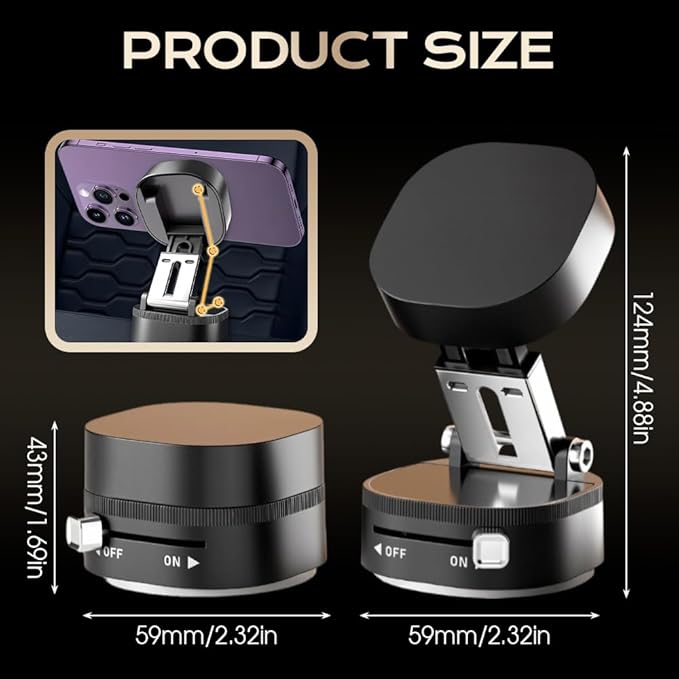 360° Adjustable Vacuum Magnetic Phone Holder, Upgraded Strong Suction Portable - Image 3