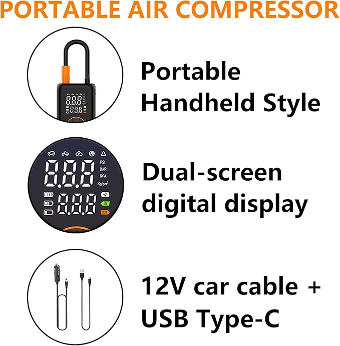Tire Inflator Portable with Air Release Valve Mini Air Compressor Cordless with - Image 4
