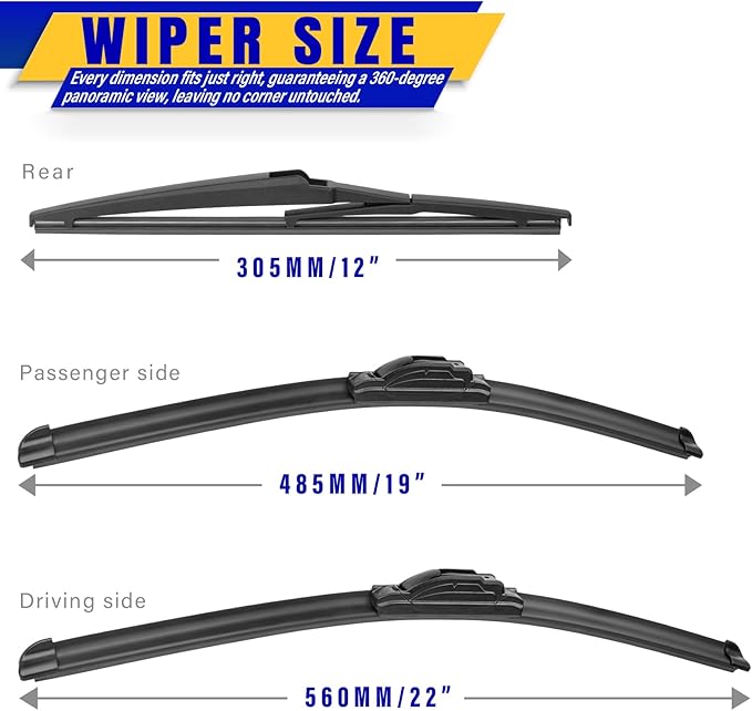 3 wipers Replacement for 2001-2005 Toyota Rav4/2001-2007 Toyota Highlander - Image 2