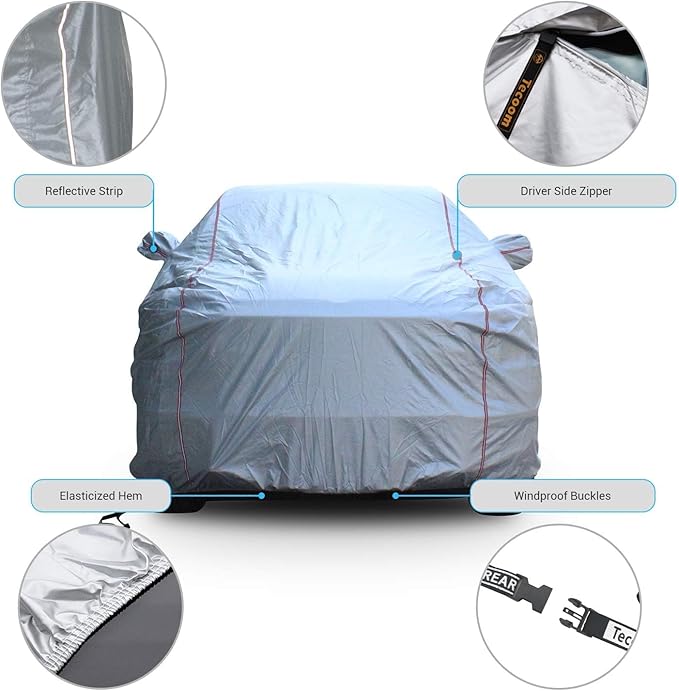 Tecoom Hard Shell Truck Car Cover Waterproof UV-Proof Windproof Zipper Design - Image 2