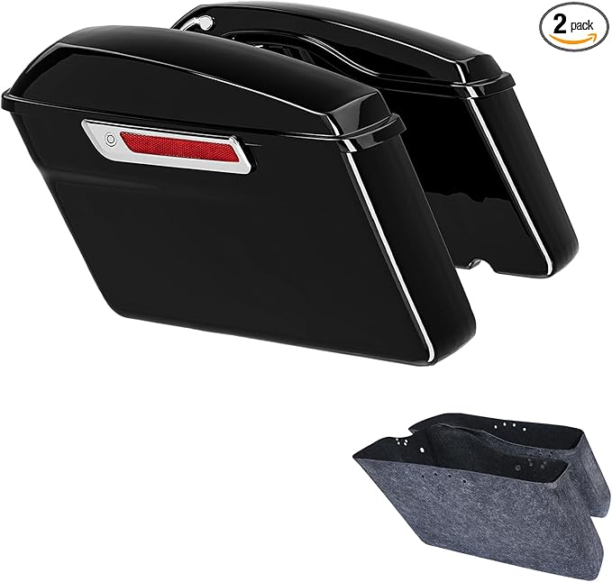 XFMT Motorcycle Hard Saddlebags Vivid Black Saddle Bags Trunk W/Latches by XFMT