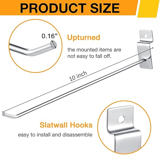 Moxweyeni 100 Pcs Heavy Duty Slatwall Panel Hooks Hanging Metal Slat Wall - Image 2