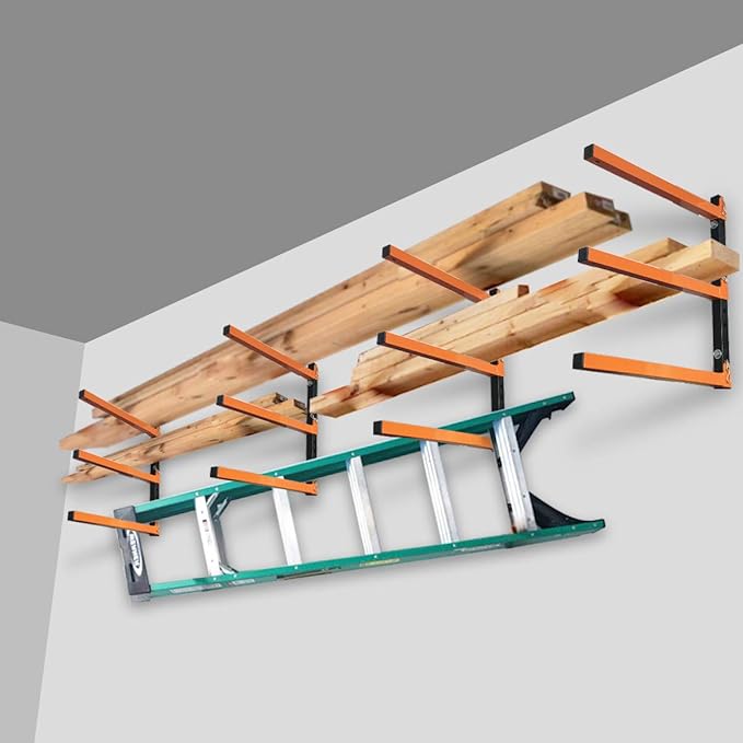 Homydom Garage Shelving Wood Rack, Lumber Storage Rack Wood Organizer Wall - Image 3
