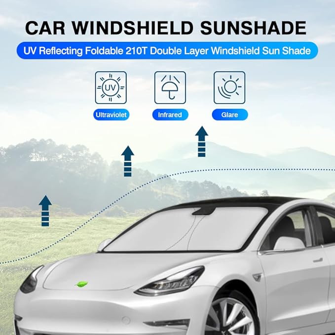 KUST Windshield Sun Shade for 2017-2023 Tesla Model 3 Accessories Sunshade - Image 2