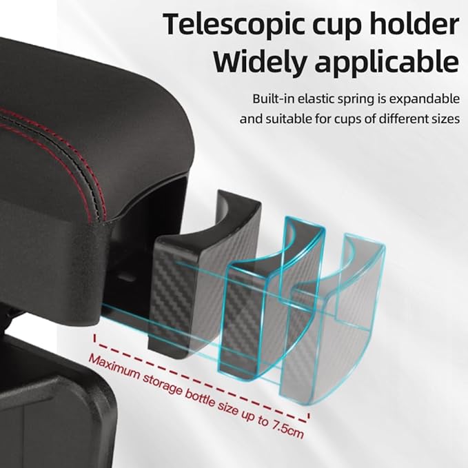 JEYODA Car Armrest Box with Cup Holder Car Central Liftable Armres Storage - Image 4